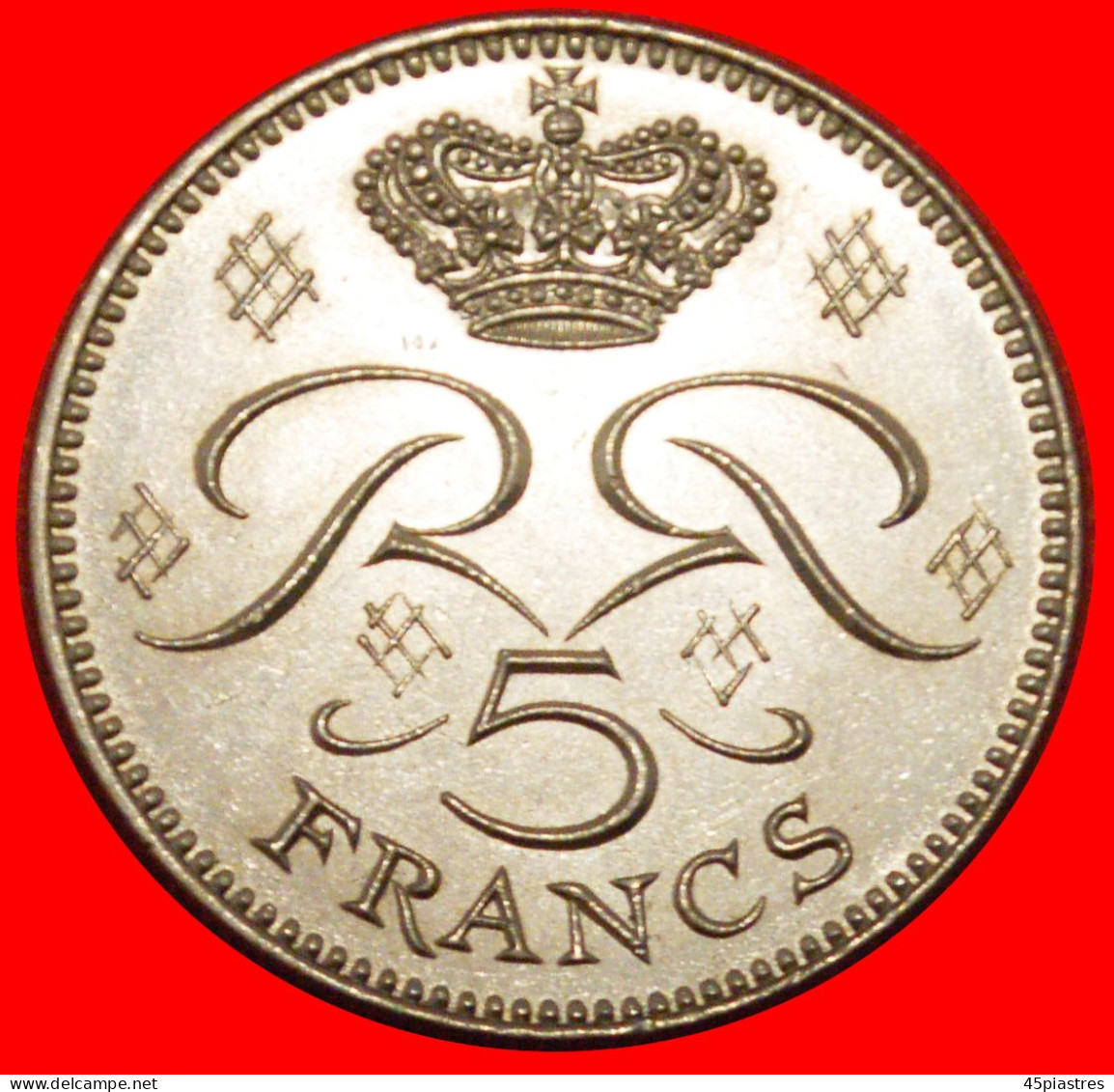 * FRANCE (1970-1995): MONACO  5 FRANCS 1976 RARE RAINIER III (1949-2005) UNC MINT LUSTRE! · LOW START ·  NO RESERVE! - 1960-2001 New Francs