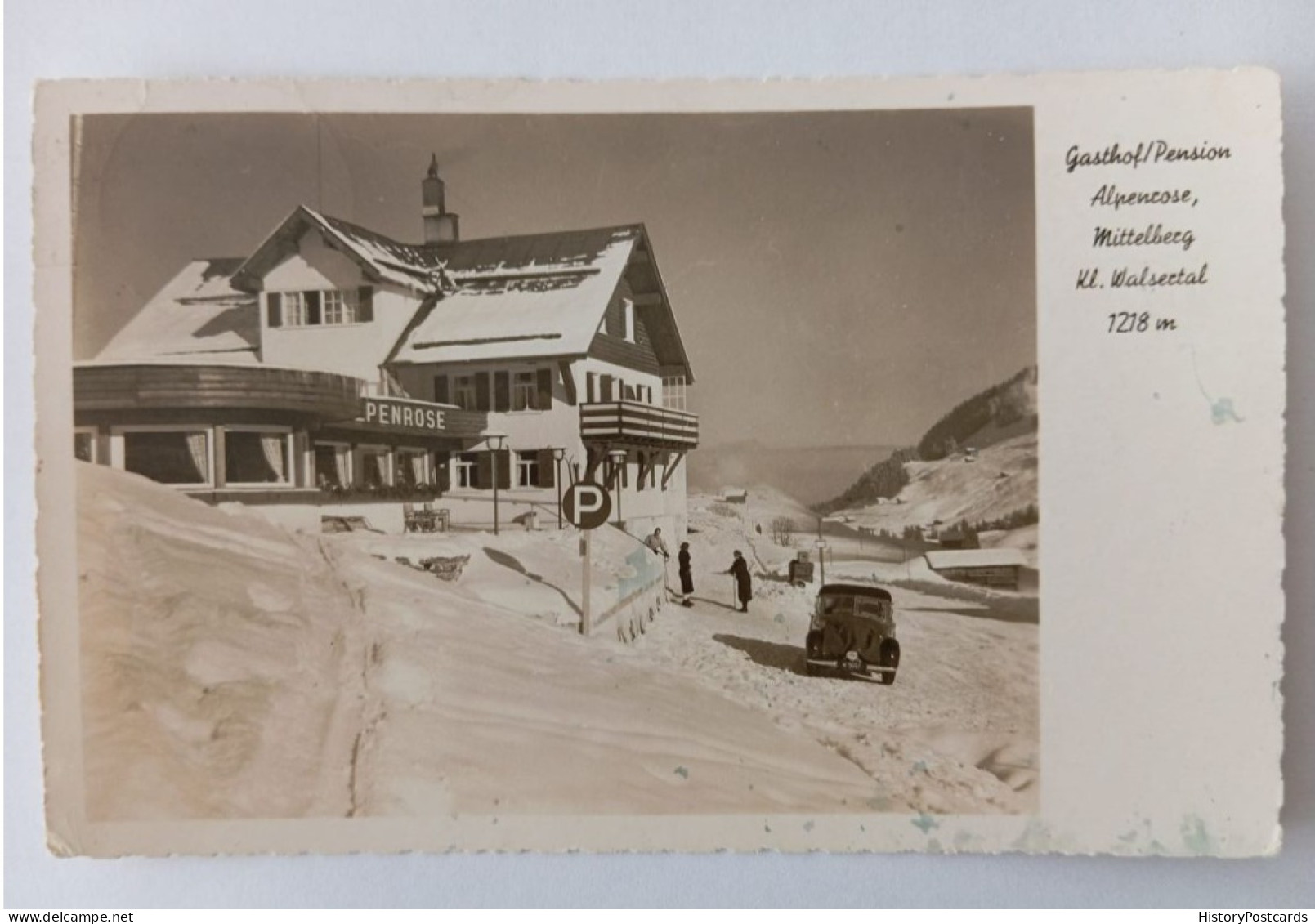 Gasthof Alpenrose, Mittelberg, Kl. Walsertal, Vorarlberg, Schnee, Auto, 1938 - Kleinwalsertal