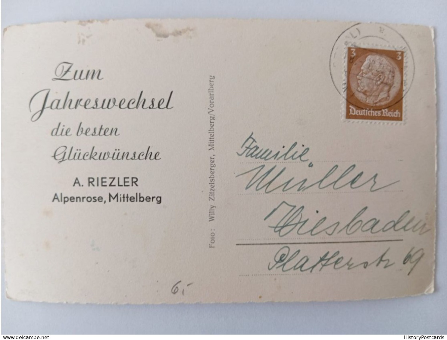 Gasthof Alpenrose, Mittelberg, Kl. Walsertal, Vorarlberg, Schnee, Auto, 1938 - Kleinwalsertal