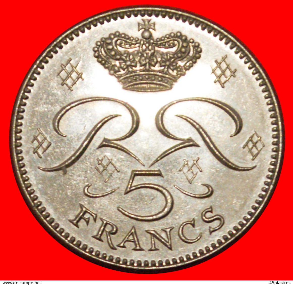 * FRANCE (1970-1995): MONACO  5 FRANCS 1989 UNCOMMON RAINIER III (1949-2005) UNC MINT LUSTRE!· LOW START ·  NO RESERVE! - 1960-2001 Nieuwe Frank