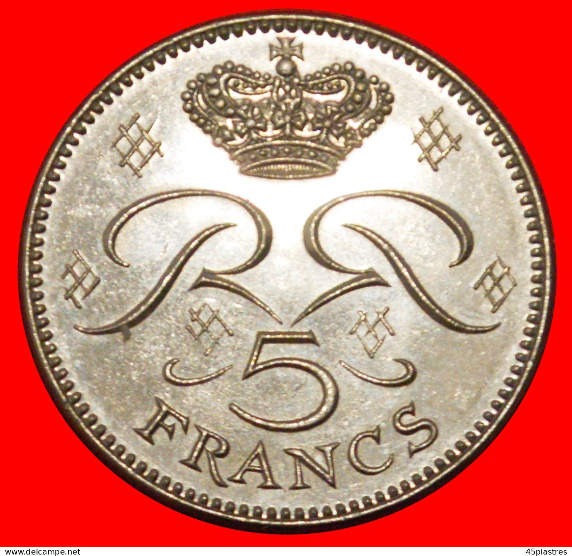 * FRANCE (1970-1995): MONACO  5 FRANCS 1989 UNCOMMON RAINIER III (1949-2005) UNC MINT LUSTRE!· LOW START ·  NO RESERVE! - 1960-2001 Nouveaux Francs