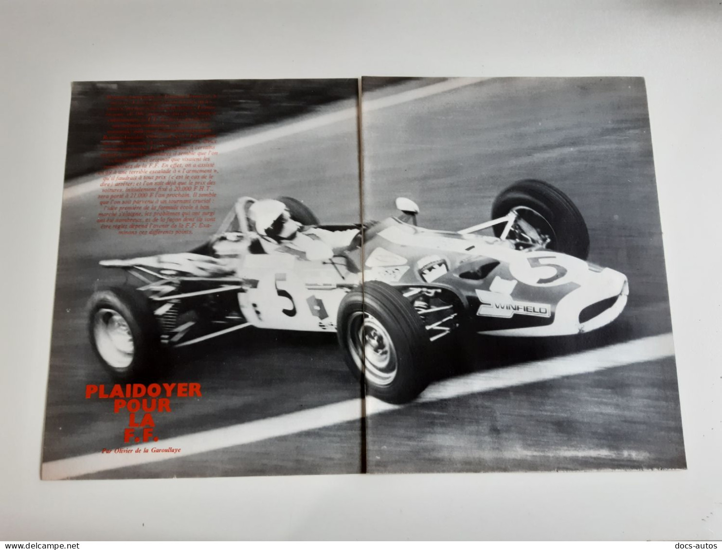 Formule France - Coupure De Presse Automobile De 1969 - Andere & Zonder Classificatie
