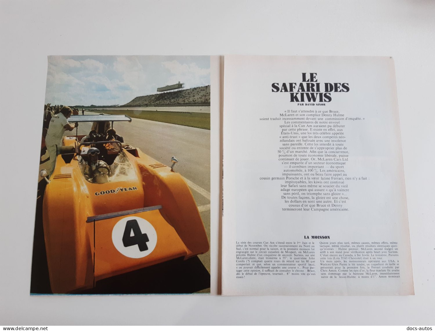 Course Can Am - Coupure De Presse Automobile De 1969 - Andere & Zonder Classificatie