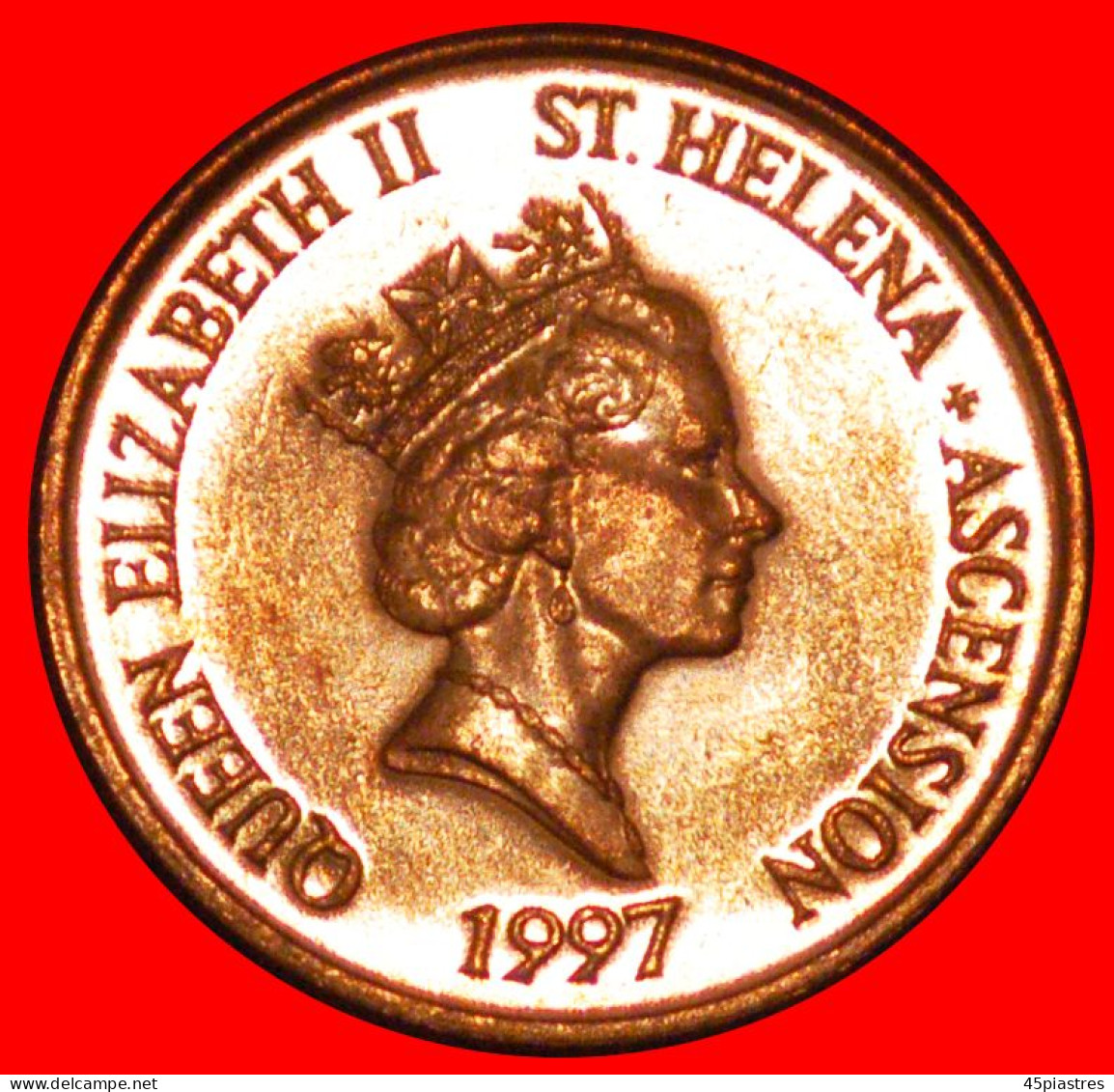 * GREAT BRITAIN (1997-2006):ST. HELENA&ASCENSION 1 PENNY 1997 FISH UNC ELIZABETH II 1953-2022· LOW START ·  NO RESERVE! - Sainte-Hélène