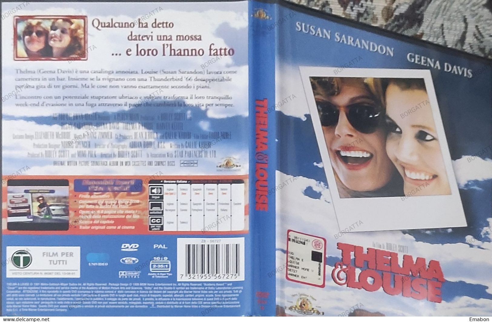 BORGATTA - DRAMMA - Dvd  " THELMA & LOUISE " SUSAN SARANDON, GEENA DAVIS - PAL 2 - MGM 1998 - USATO In Buono Stato - Drama