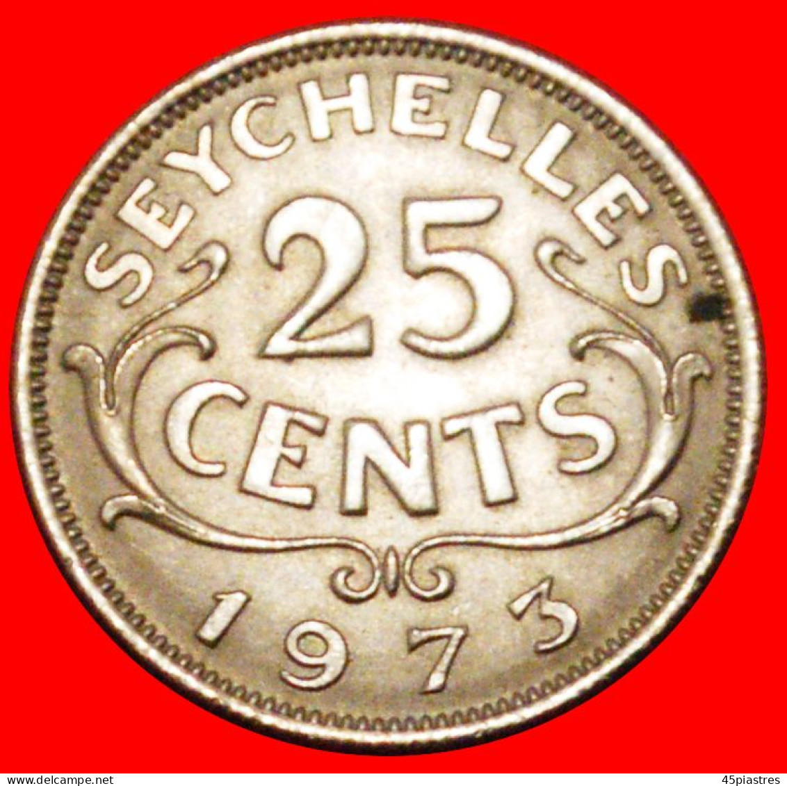 * GREAT BRITAIN (1953-1974):SEYCHELLES 25 CENTS 1973 UNC MINT LUSTRE! ELIZABETH II (1953-2022)· LOW START ·  NO RESERVE! - Seychellen