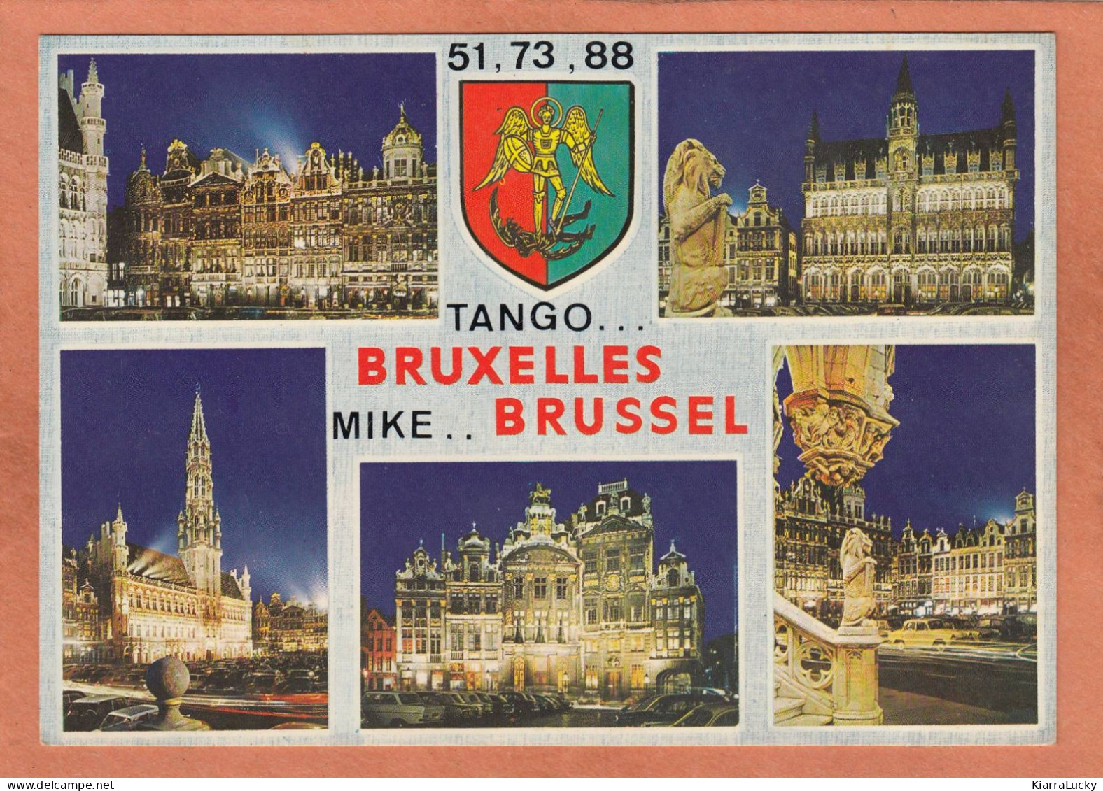 BRUXELLES - CARTE CB 51 73 88 TANGO MIKE ... MULTIVUES + BLASON - ECRITE - Cartas Panorámicas