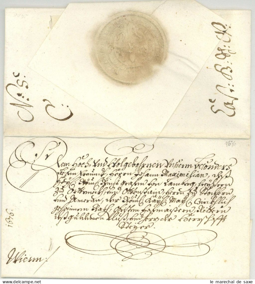 Passau Fürstbischof Sebastian Von Pöttingen (1628-1689) Autograph 1676 Nach Wien - Personnages Historiques