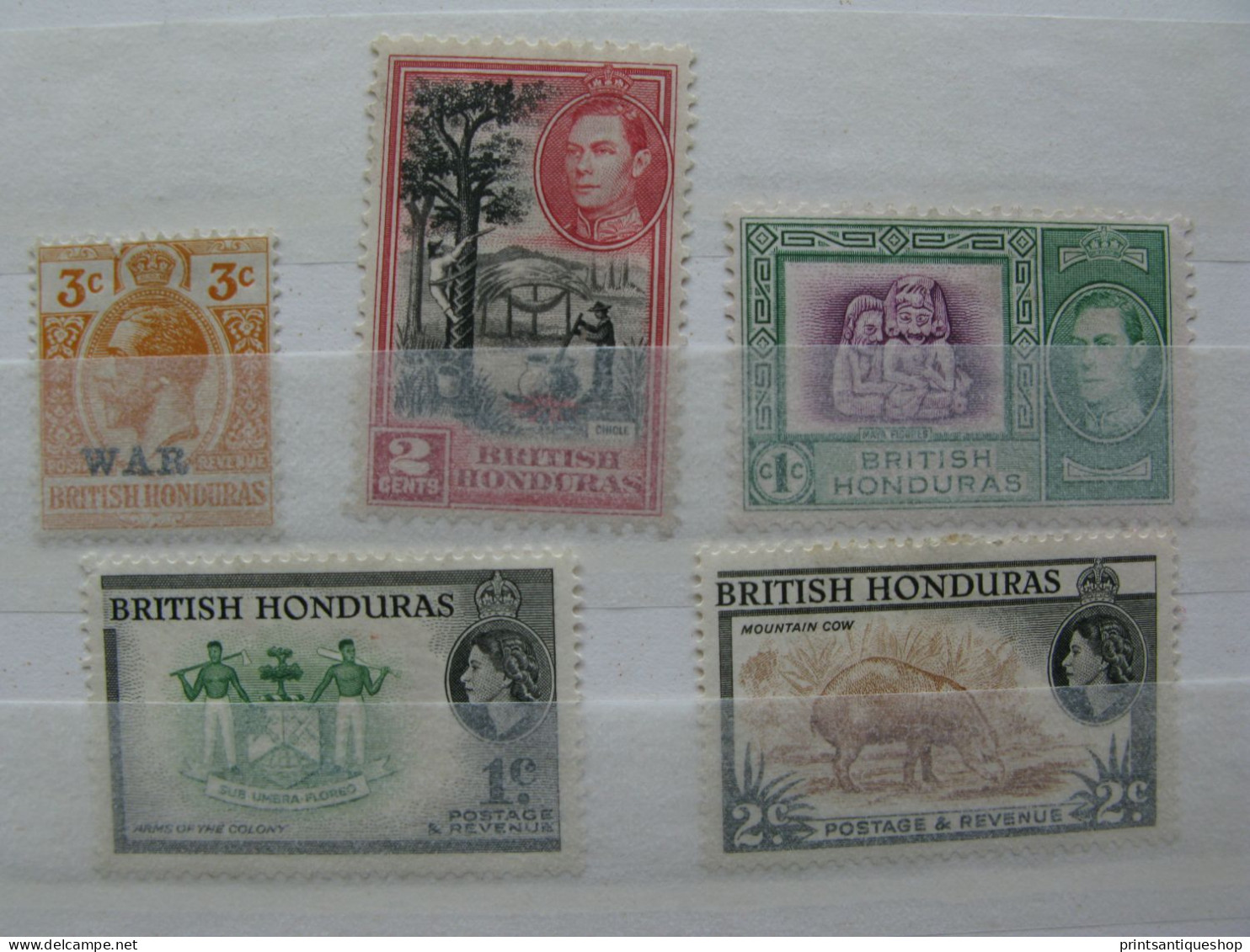 Lot 5 Stamps British Honduras, KING GEORGE VI  (1917, SG 118,  War Overprint) - Honduras Britannico (...-1970)