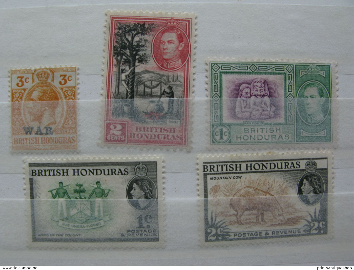 Lot 5 Stamps British Honduras, KING GEORGE VI  (1917, SG 118,  War Overprint) - British Honduras (...-1970)