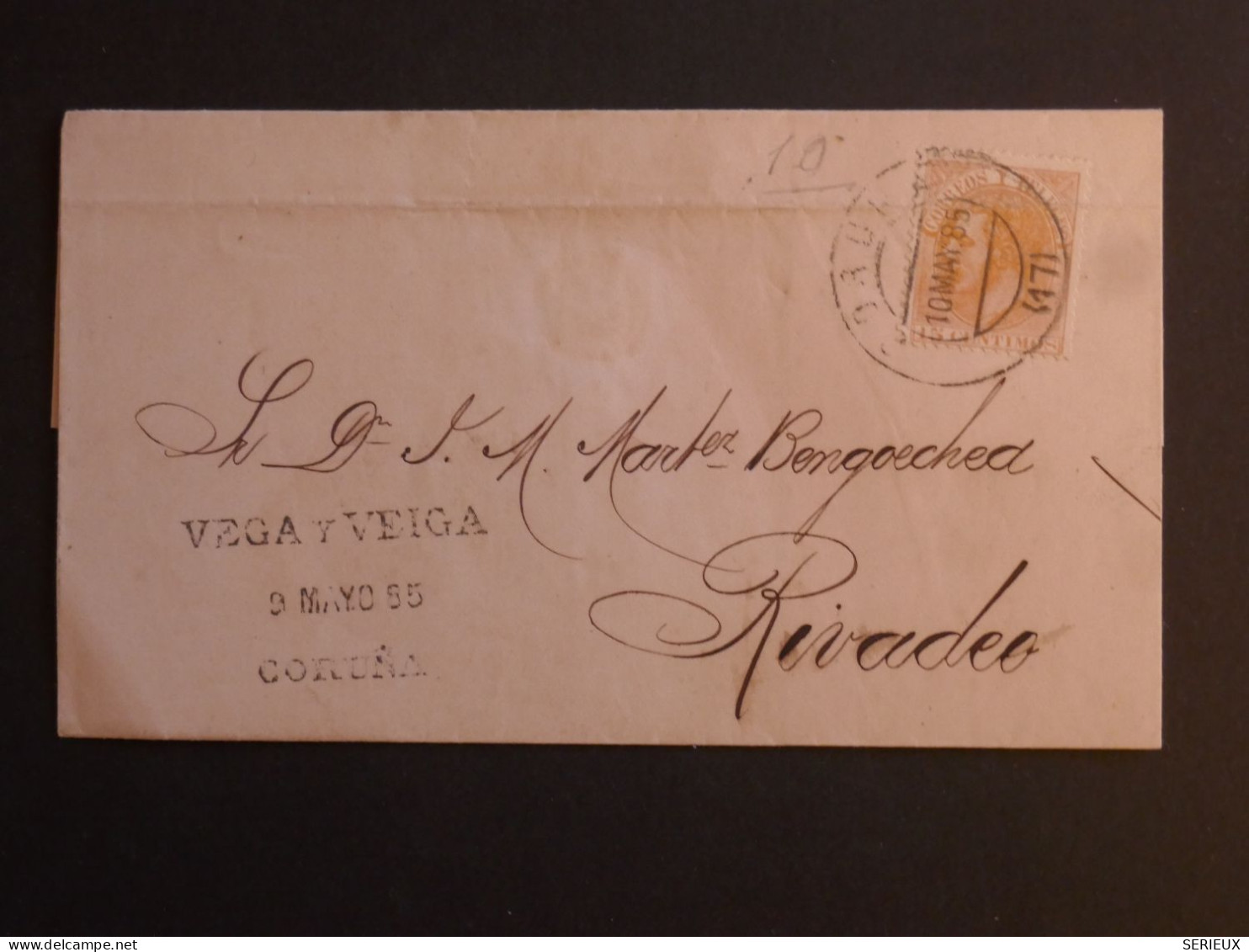 DJ 21 ESPANA  BELLE  LETTRE   1885 CORUNA  A RIVADEO  +  AFF. INTERESSANT ++++ - Lettres & Documents