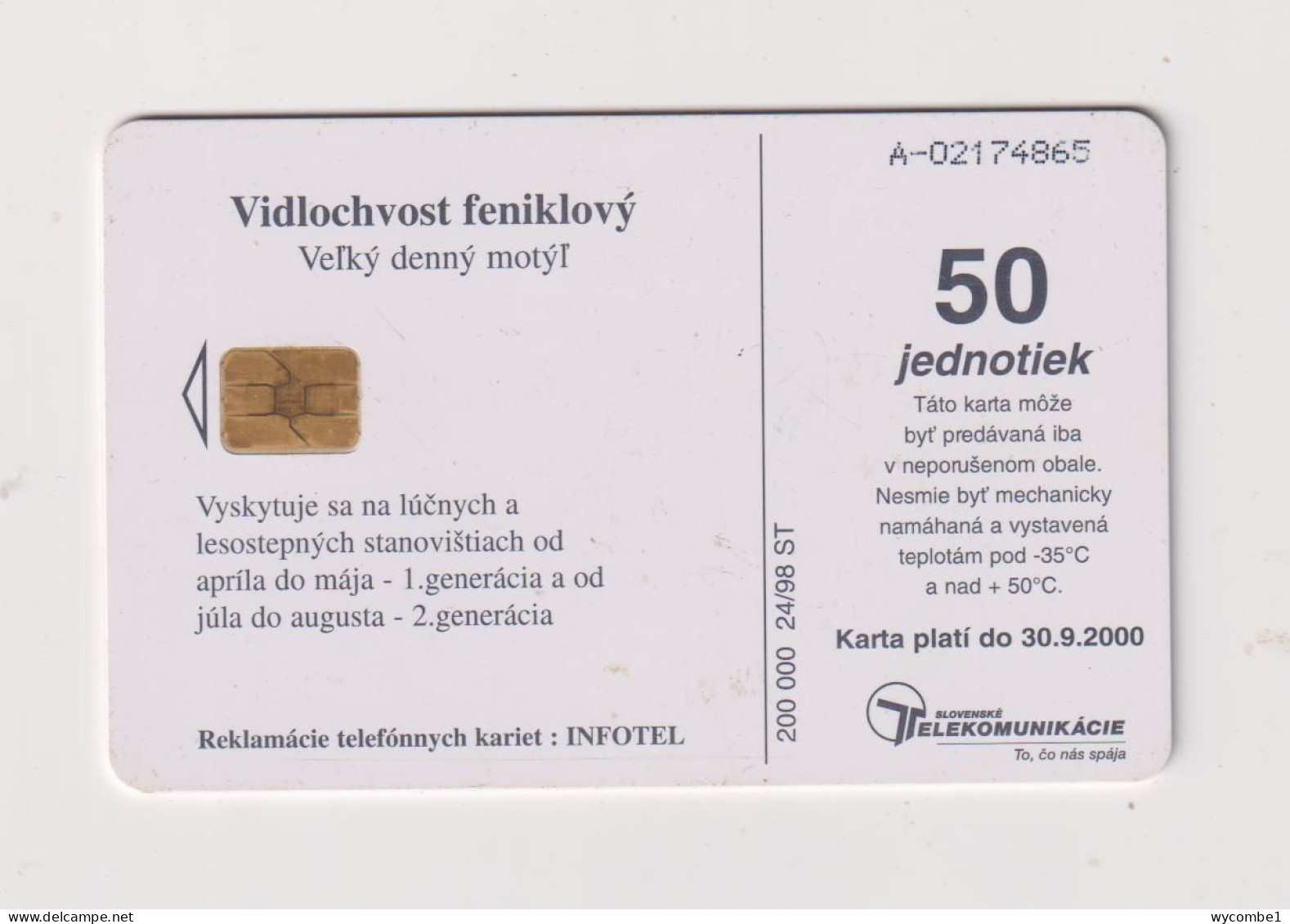 SLOVAKIA  - Butterfly Chip Phonecard - Slovakia