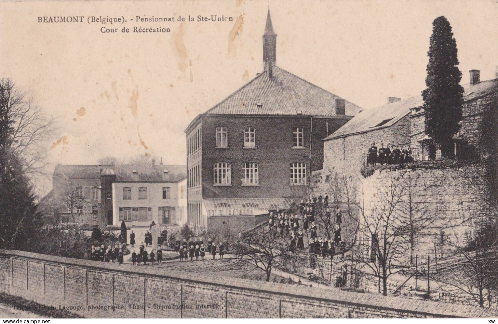 BELGIQUE - HAINAUT - BEAUMONT - PENSIONNAT DE LA SAINTE-UNION - COUR DE RECREATION - ANIMATION - A0639 - Beaumont