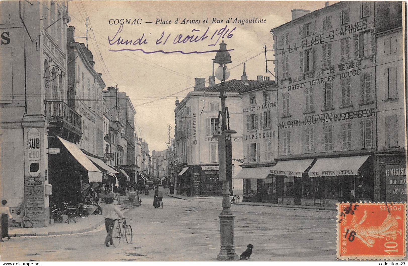 16-COGNAC- PLACE D'ARMES ET RUE D'AMGOULEME - Cognac