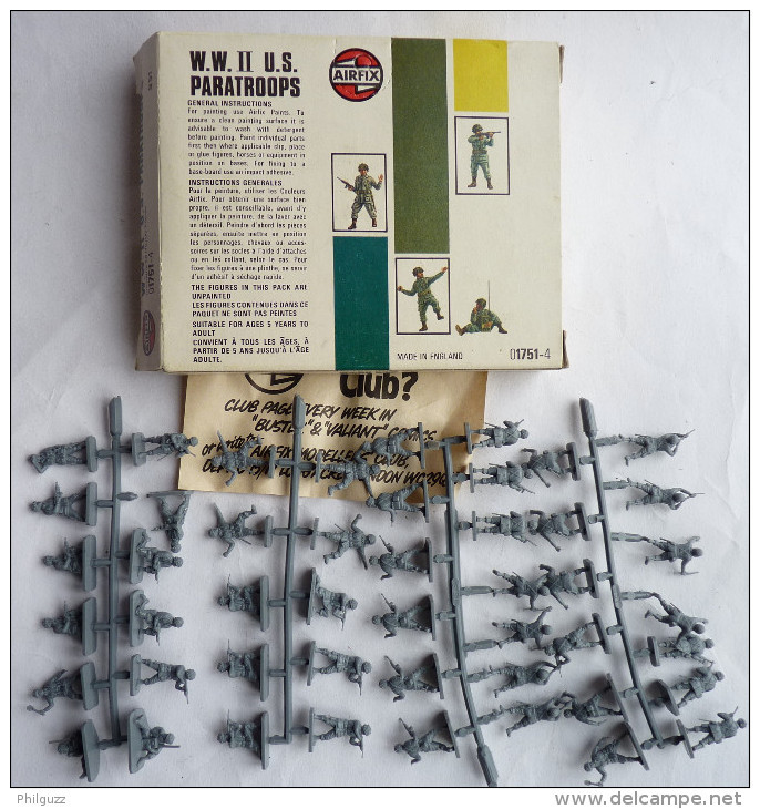 RARE BOITE Blanche 3è Modèle AIRFIX WWII PARACHUTISTES U.S. COMPLETE ET GRAPPEE No Atlantic Esci. - Armee