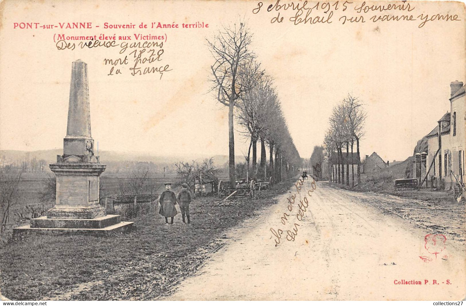 89-PONT-SUR-VANNES-SOUVENIR DE L'ANNEE TERRIBLE MONUMENT ELEVE AUX VICTIMES - Pont Sur Yonne