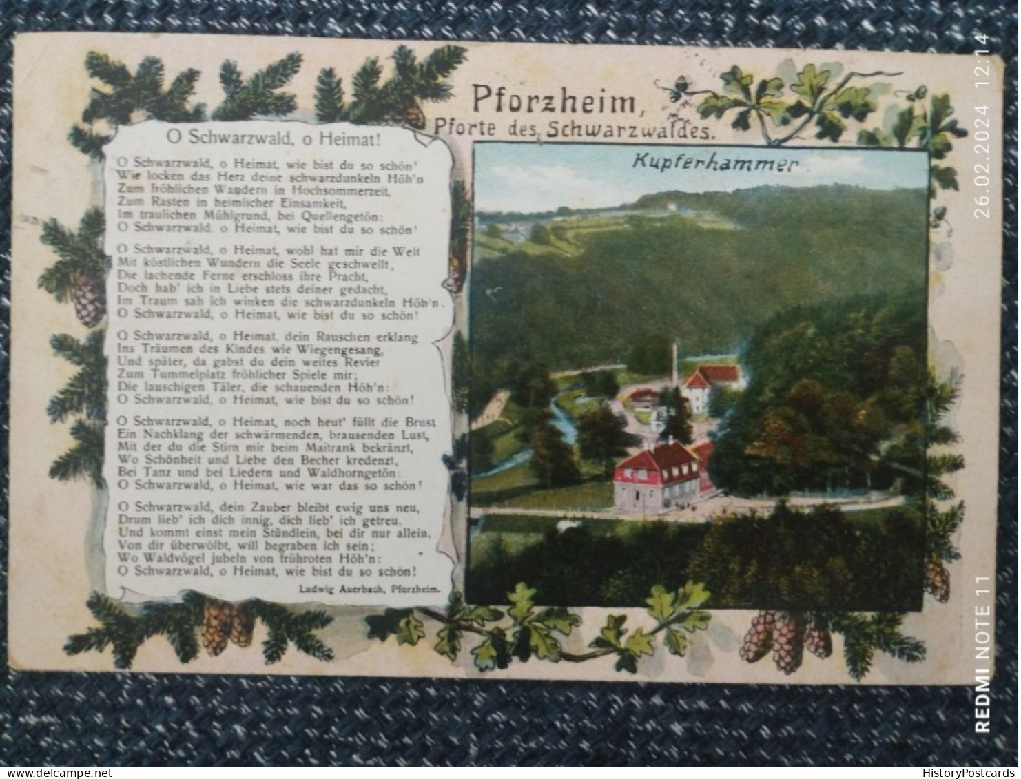 Pforzheim, Kupferhammer, Gedicht, 1913 - Pforzheim