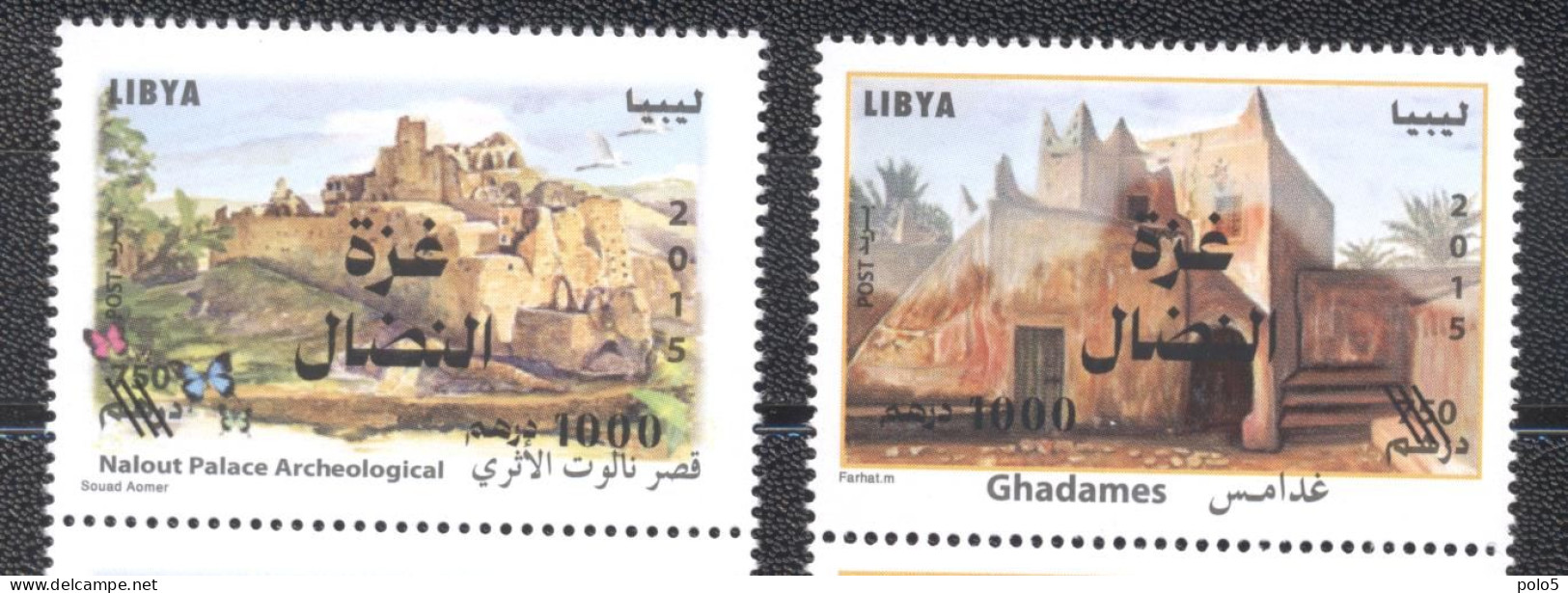 Libya 2023- Solidarity With Gaza -Issues Of 2015 Surcharged Set (2v) - Libia