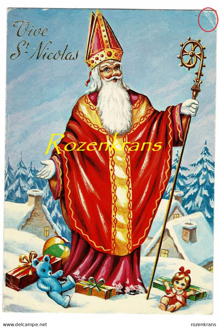 CPA Sinterklaas Vive Saint Nicolas Santa Claus Old Postcard Carte Postale Fantaisie Doll Poupee Jouet - Nikolaus