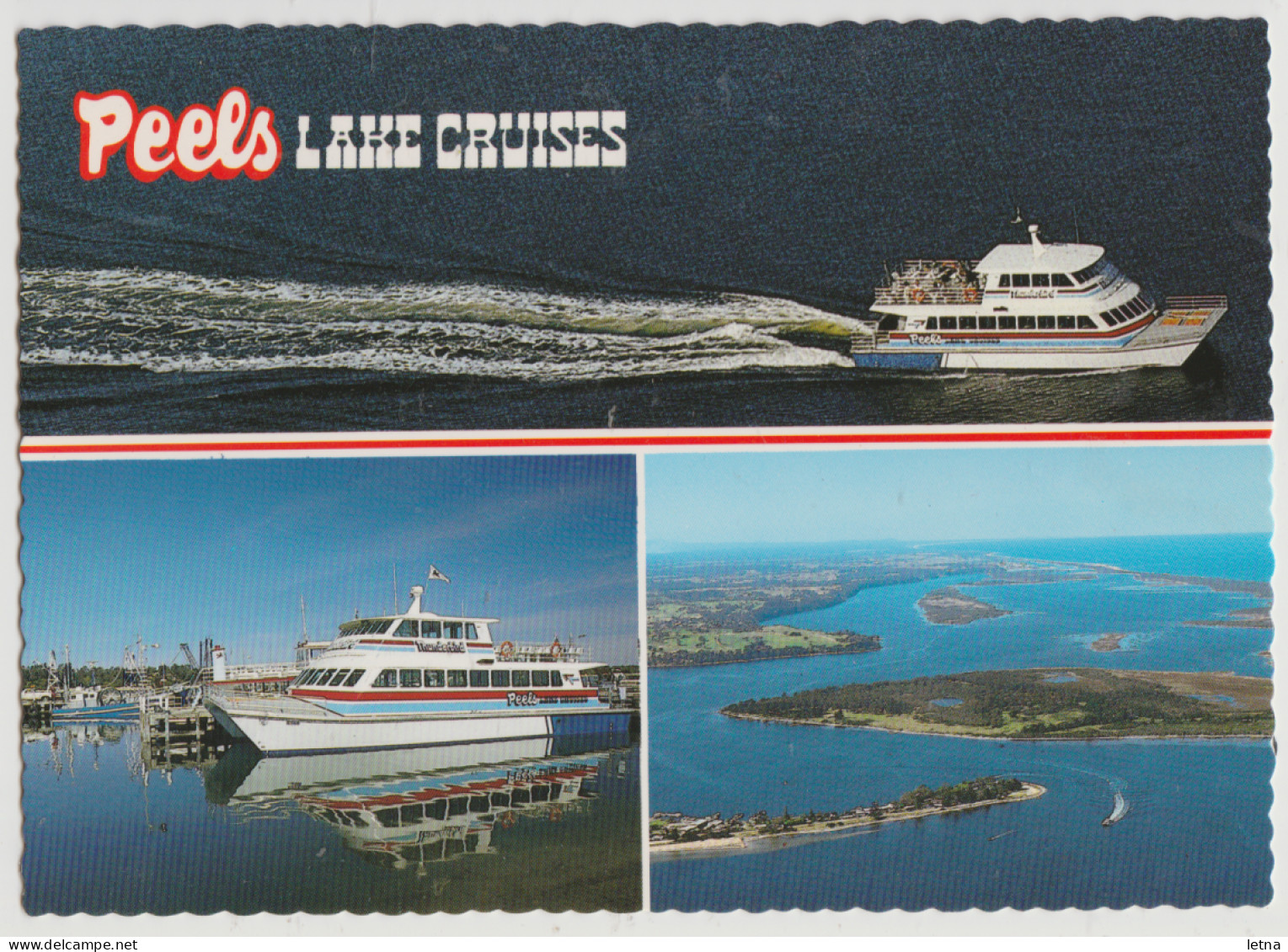 Australia VICTORIA VIC Catamaran Ferry Aerial View GIPPSLAND LAKES Nucolorvue 18LE009 Postcard C1980s - Gippsland