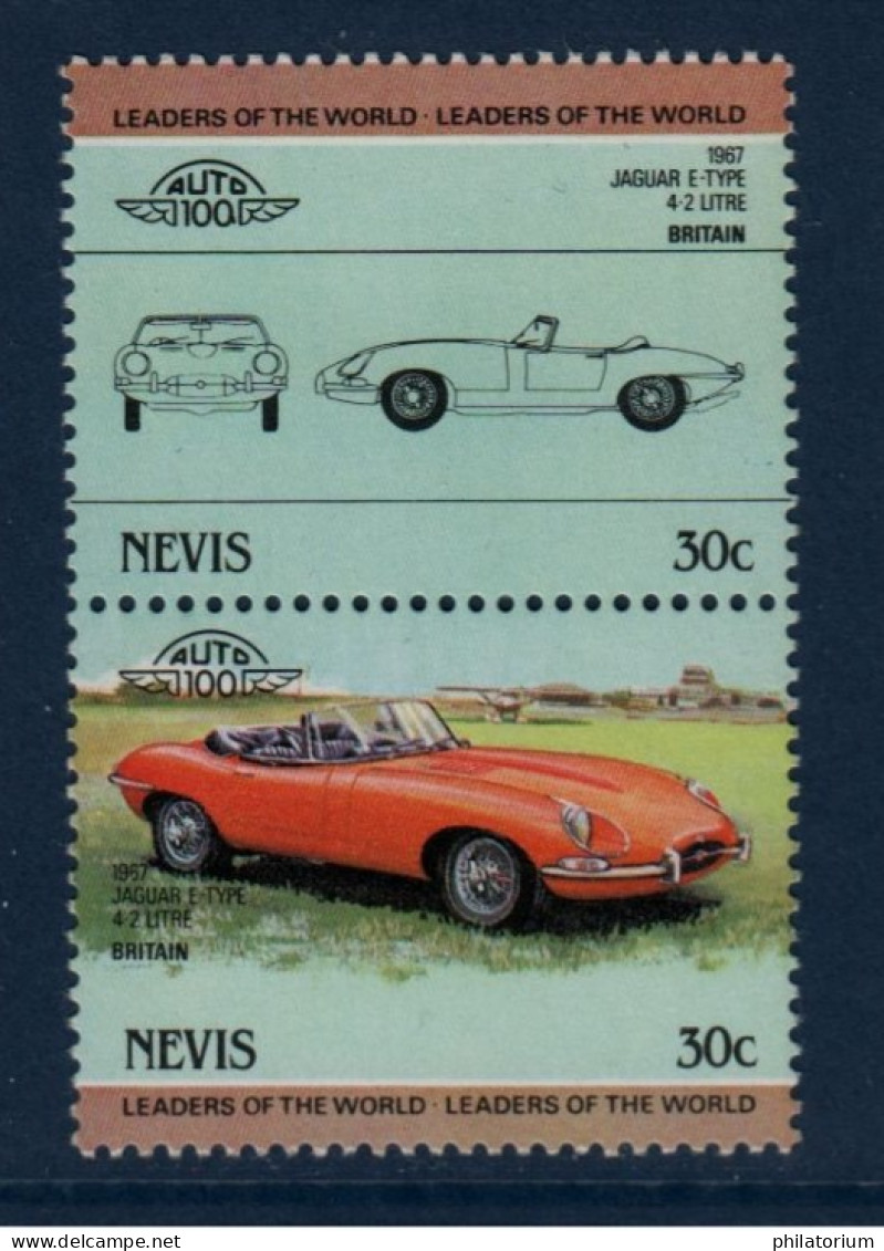 Nevis, YV , Mi 196, 197, SG 205, 206, Jaguar E-Type 4.2 Litre, 1967, - Anguilla (1968-...)