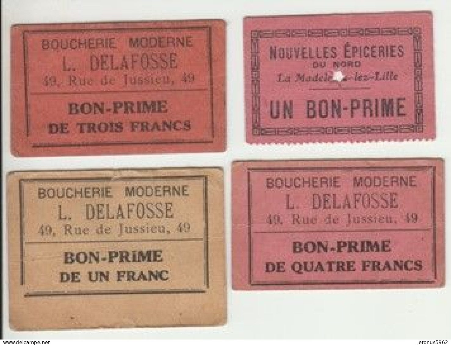 Lots 4 Bons-prime Paris * 3, La Madeleine * 1 - Carton Léger - Notgeld