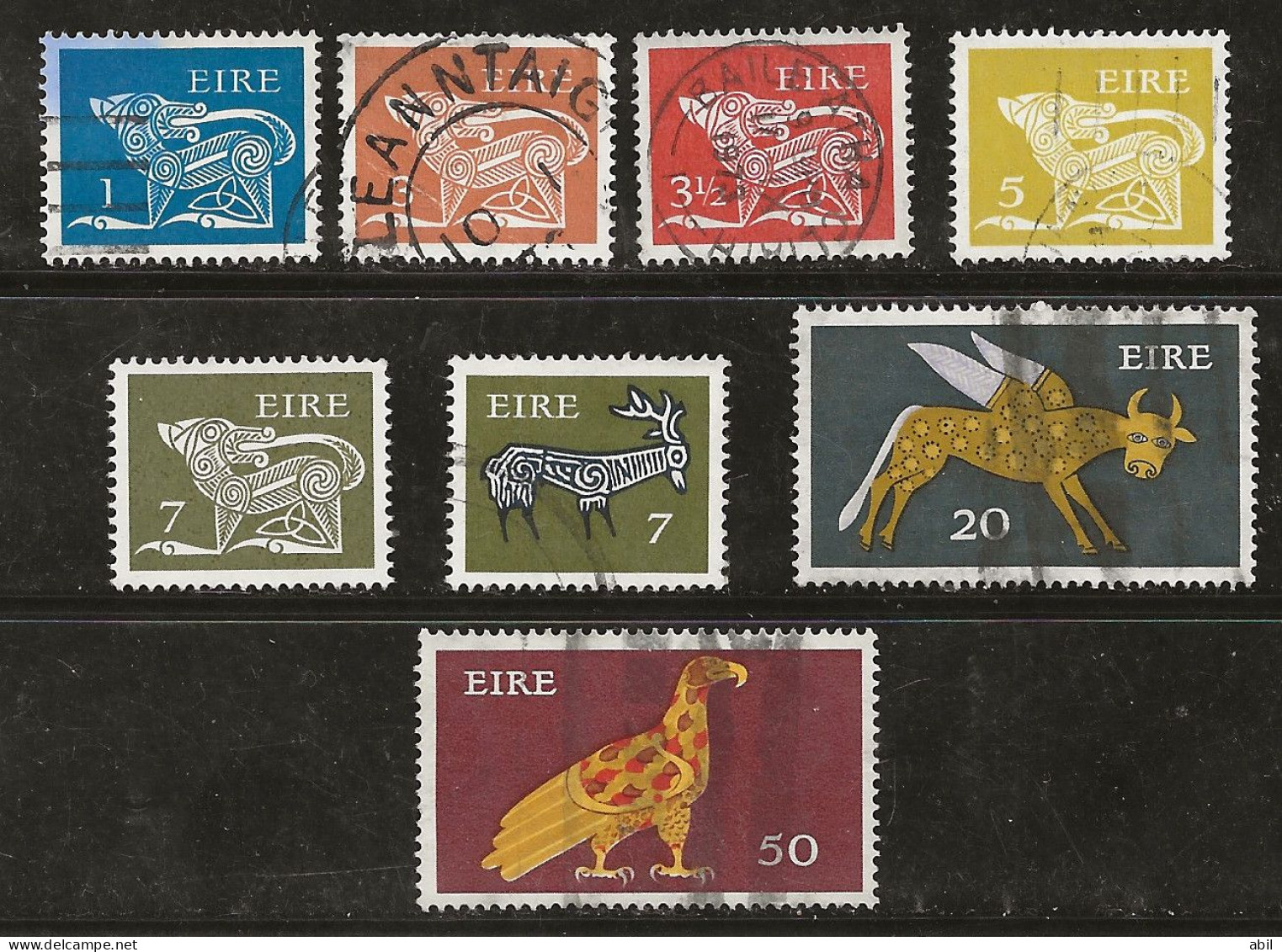 Irlande 1974-1976 N° Y&T : 8 Valeurs Série 318A à 322B Obl. - Used Stamps