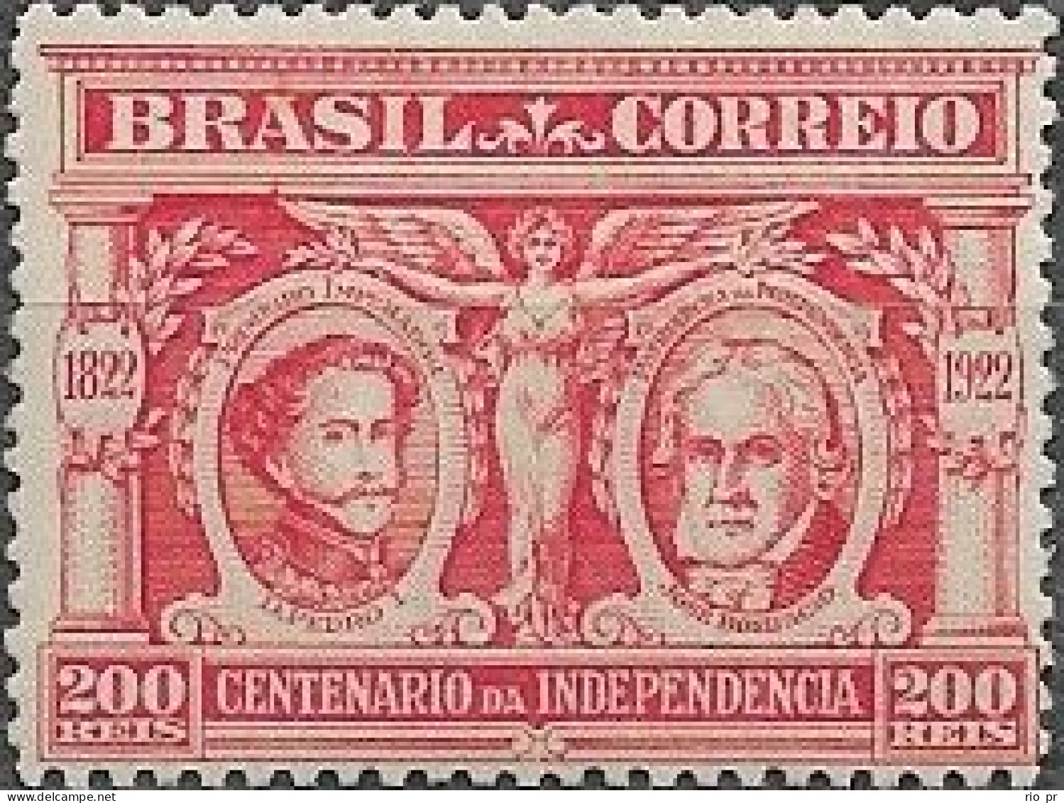 BRAZIL - CENTENARY OF NATIONAL INDEPENDENCE AND NAT. EXPOSITION (200 RÉIS, RED, D.PEDRO I/J.BONIFÁCIO) 1922 - MNH - Unused Stamps