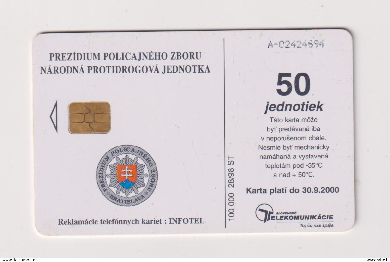 SLOVAKIA  - Anti Drugs Chip Phonecard - Slovakia