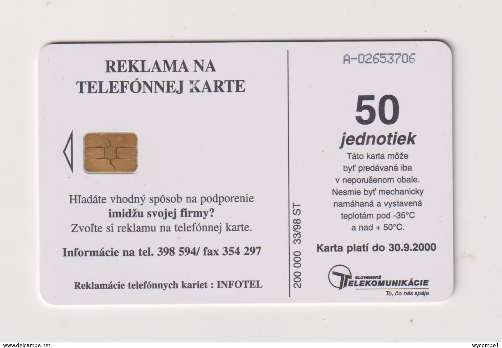 SLOVAKIA  - Anti AIDS Chip Phonecard - Eslovaquia