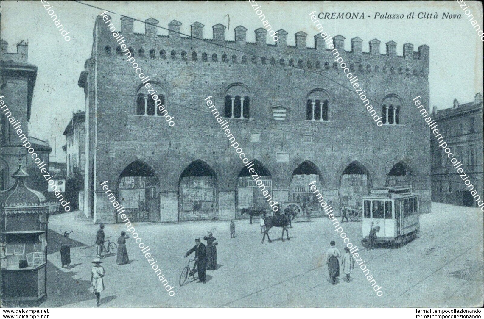 Cc511 Cartolina Cremona Citta' Palazzo Di Citta' Nova Tram 1922 Lombardia - Cremona