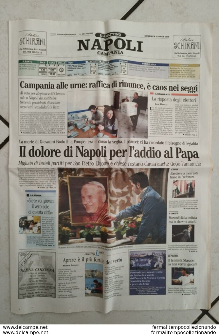 Br Giornale Il Mattino Napoli Piange La  Morte Di Papa Giovanni II - Zeitschriften & Kataloge