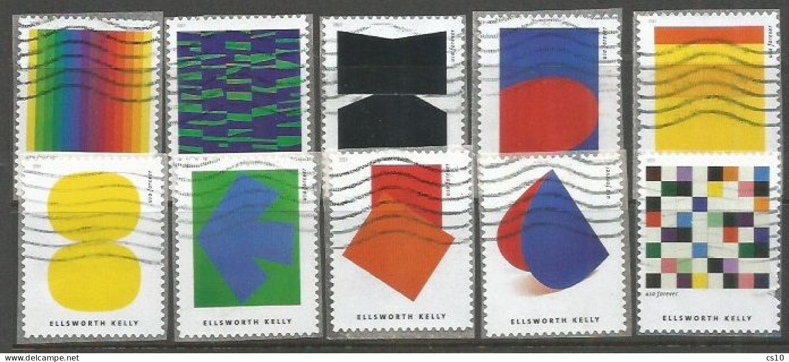 USA 2019 Ellsworth Kelly Cpl 10v Set Used OFF-Paper SC 5382-91SP MI B5604-13 YT F5224-33 - Années Complètes