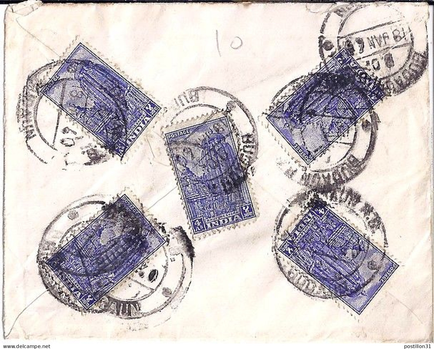 INDE N° 36 X 5 S/L.DE BUDAON/18.1.60 POUR LA FRANCE - Storia Postale