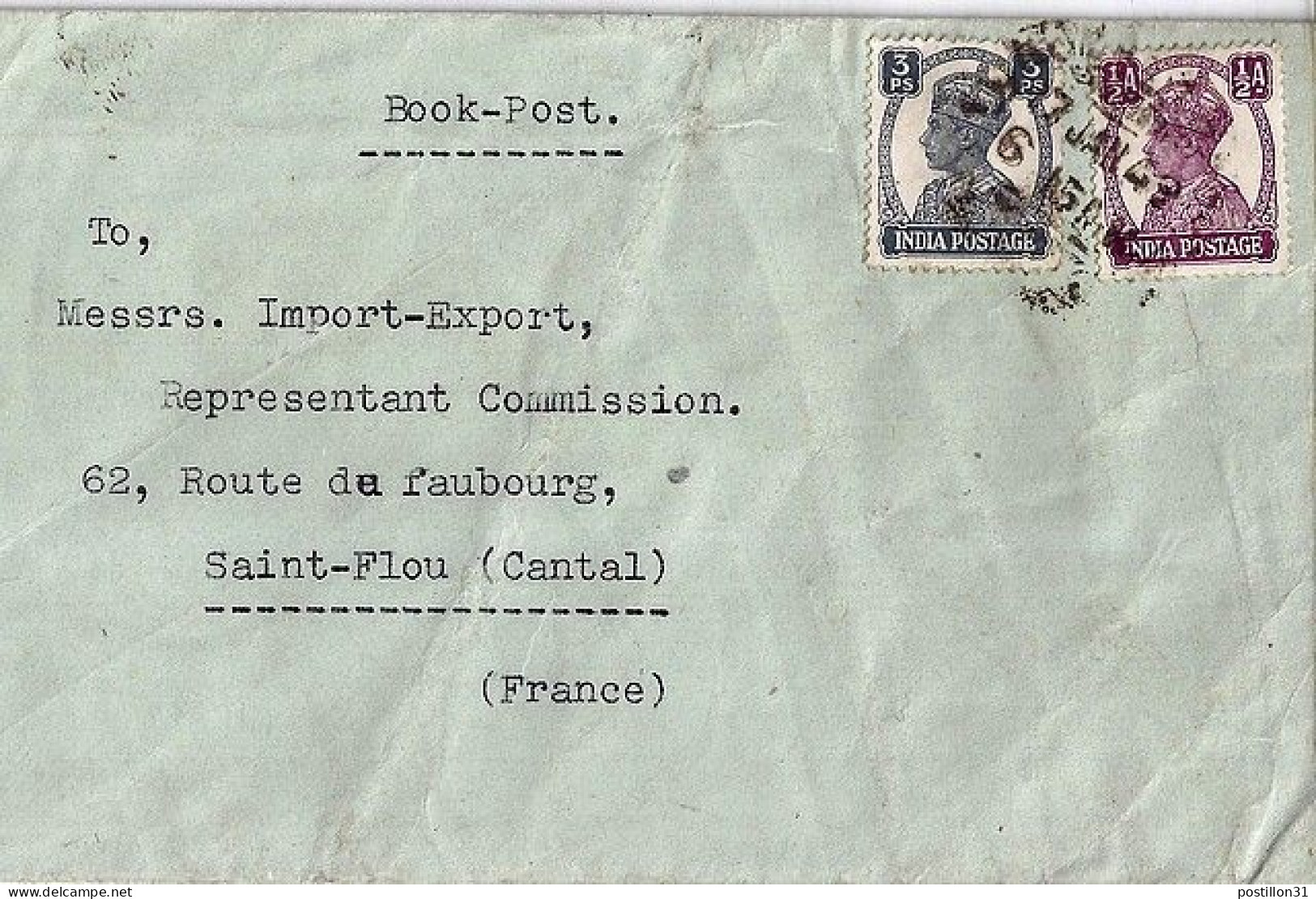 INDE ANGLAISE N° 163/162 S/L.DE NIMAK/17.1.49 POUR LA FRANCE - 1936-47  George VI