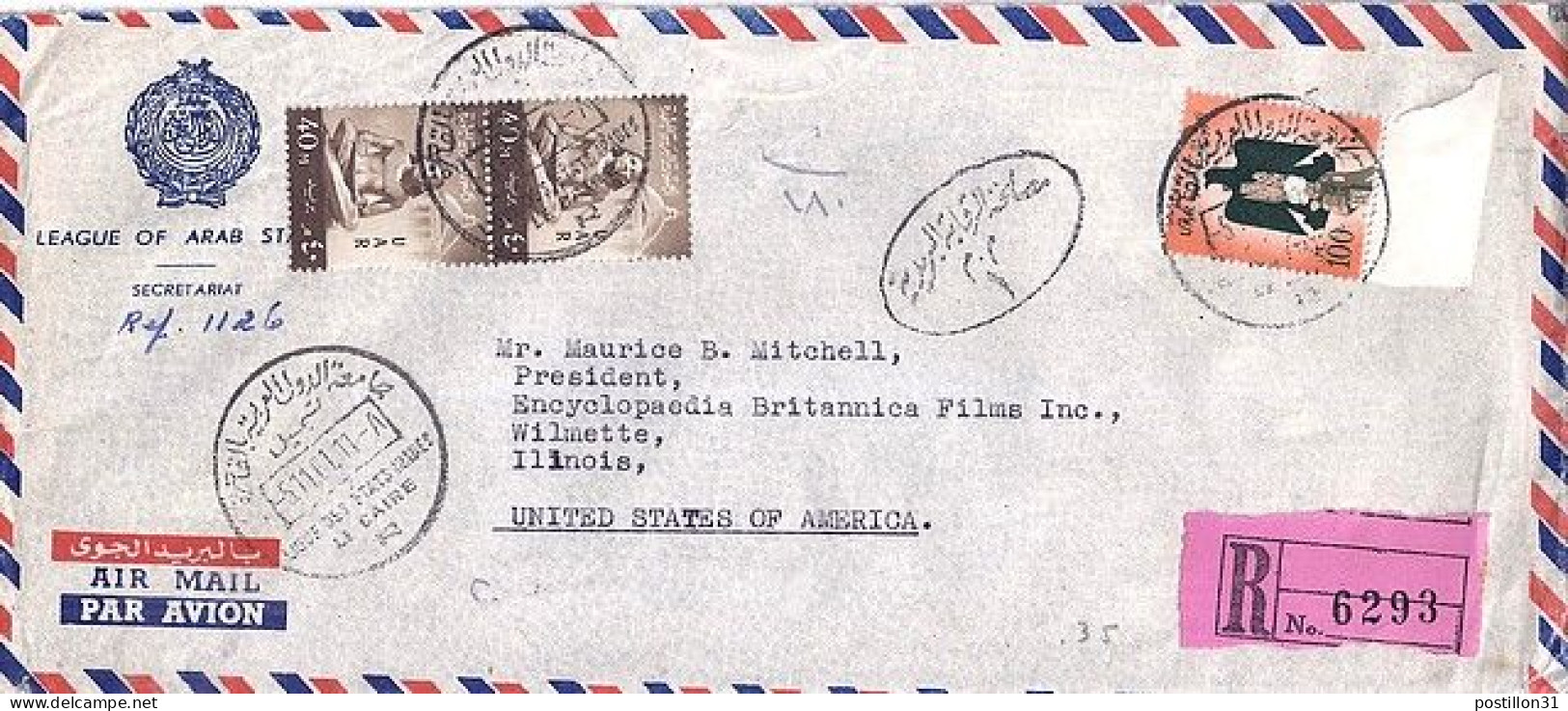 EGYPTE N° 463x2/464B S/L.REC.DE LE CAIRE/5.11.61 POUR LES USA - Lettres & Documents