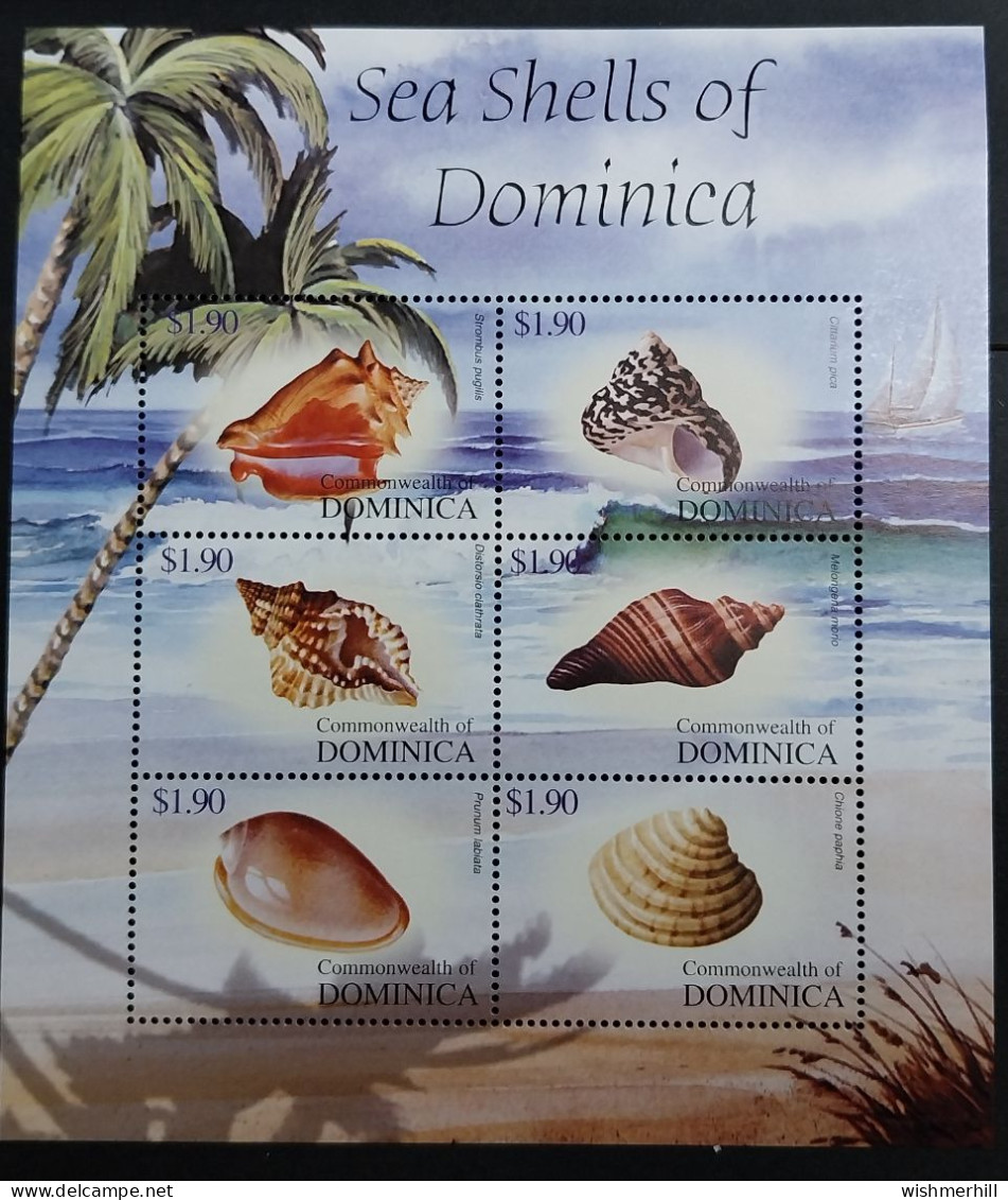 Coquillages Shells // Feuillet F3072 Neuve ** MNH ; Dominique 3072/3077 (2004) Cote 13.50 € - Dominique (1978-...)