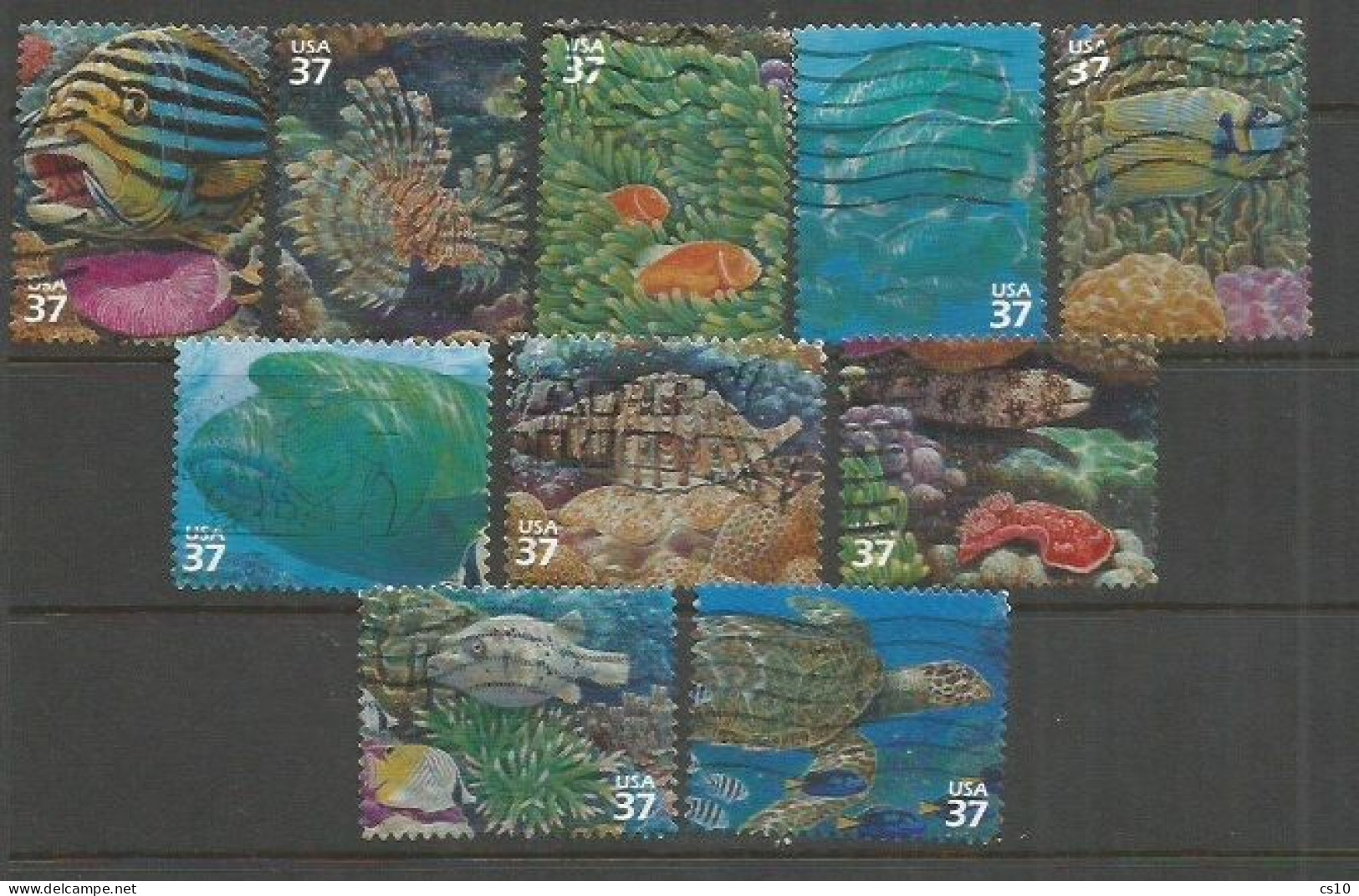 USA 2004 Pacific Coral Reef - SC.# 3831 A/J - Cpl 10v Set From Souvenir Sheet - Used - Blocs-feuillets