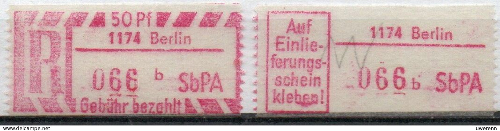 DDR Einschreibemarke Berlin SbPA Postfrisch, EM2B-1174bI(1) Gt - Aangetekende Etiketten