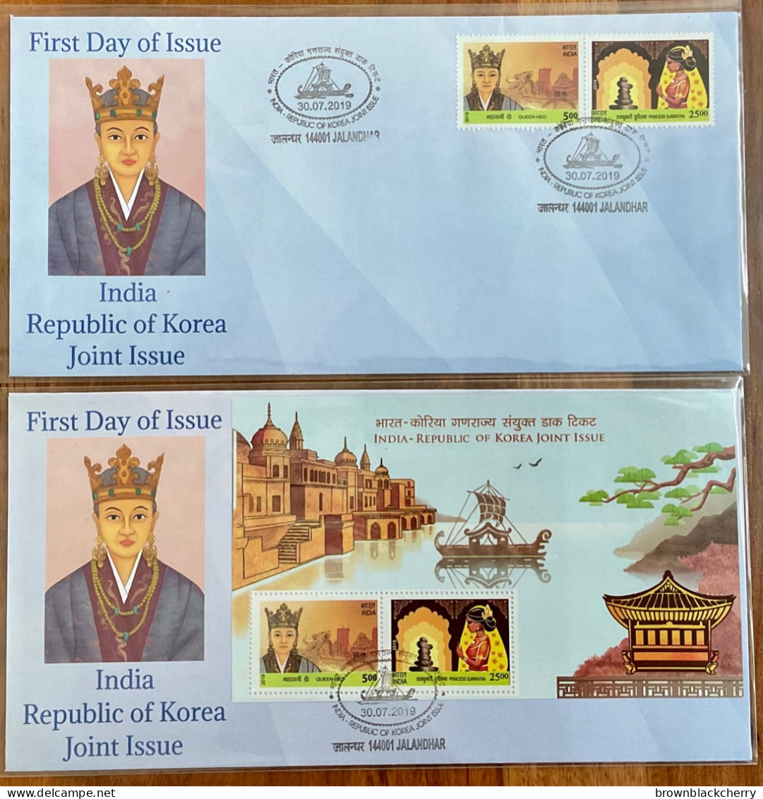 P1 India Korea Joint Issue Cmplt Set Of Fdcs Of Stamps N Ms / Inde Queen Indien Heo Hwang-ok Korean Chronicle Samguk Yus - Emissions Communes