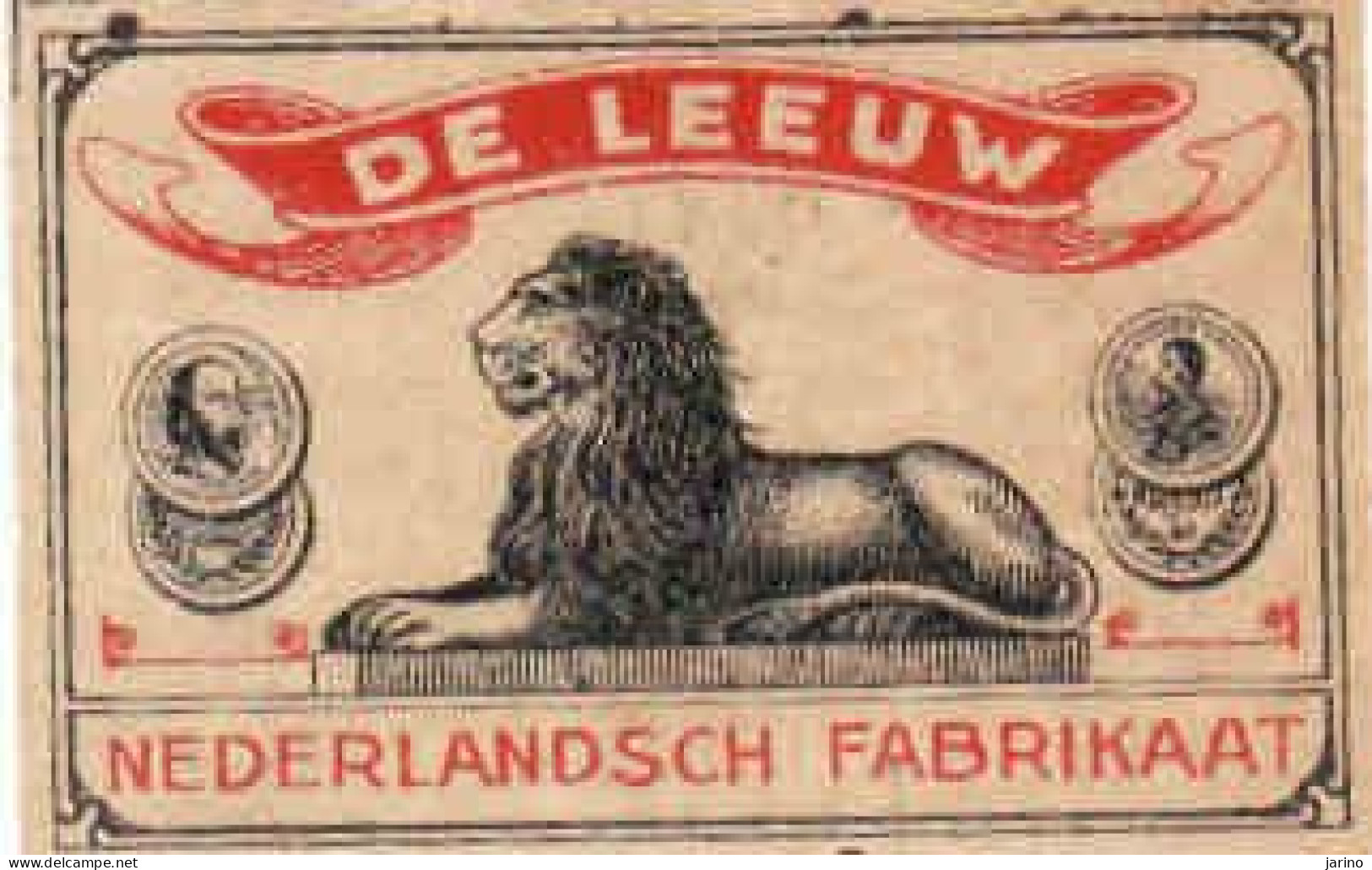 Dutch Matchbox Label, De LEEUW, LION, Nederlandsch Fabrikaat, Holland, Netherlands - Boites D'allumettes - Etiquettes