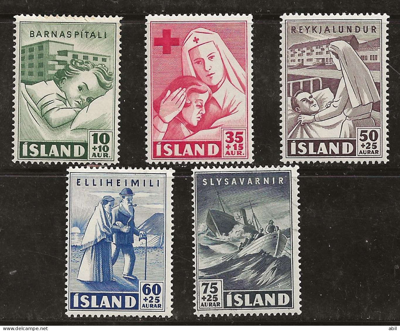 Islande 1949 N° Y&T : 215 à 219 * - Ungebraucht