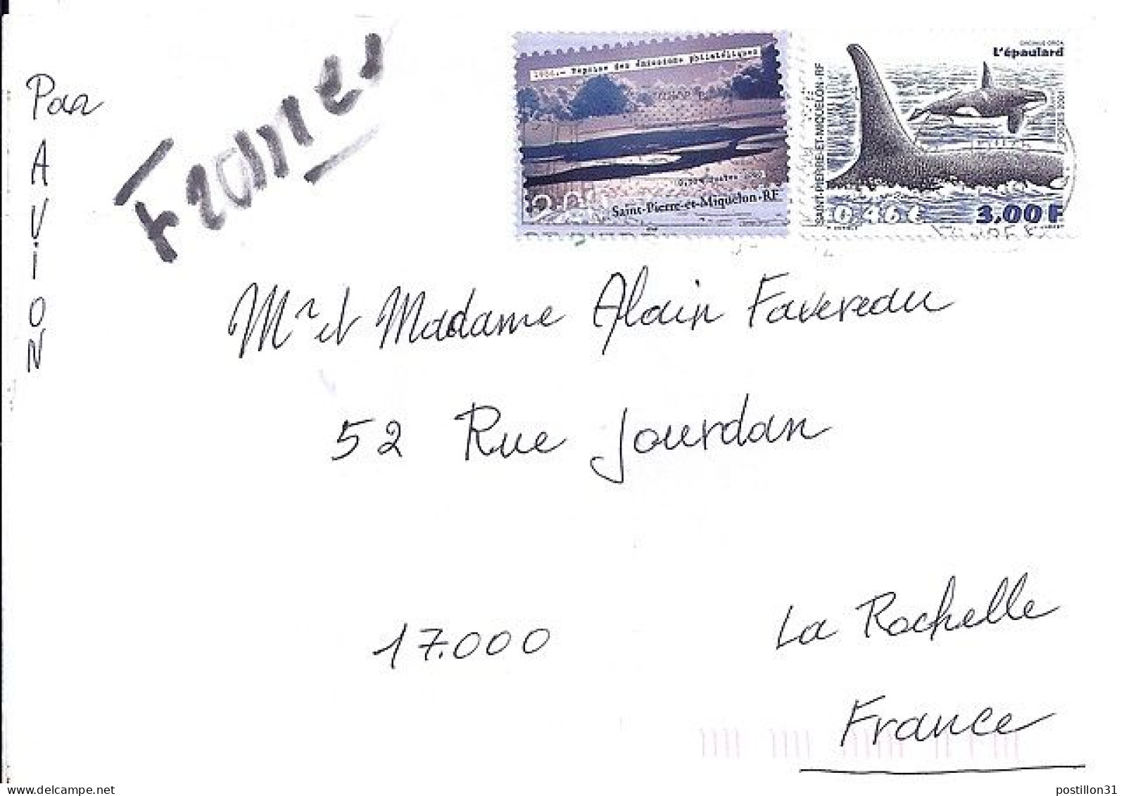 SPM N° 733/738 S/L.DE ST PIERRE/2002  POUR LA FRANCE  - Lettres & Documents