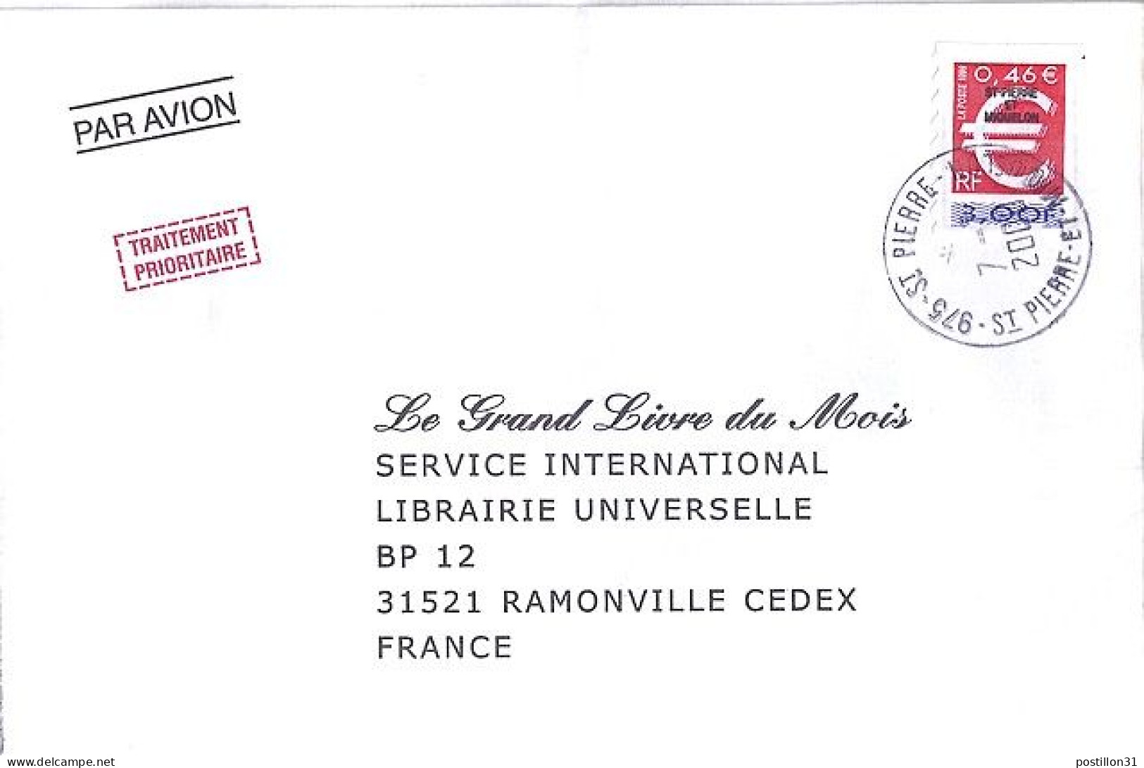 SPM N° 700 S/L.DE ST PIERRE/2000  POUR LA FRANCE  - Cartas & Documentos