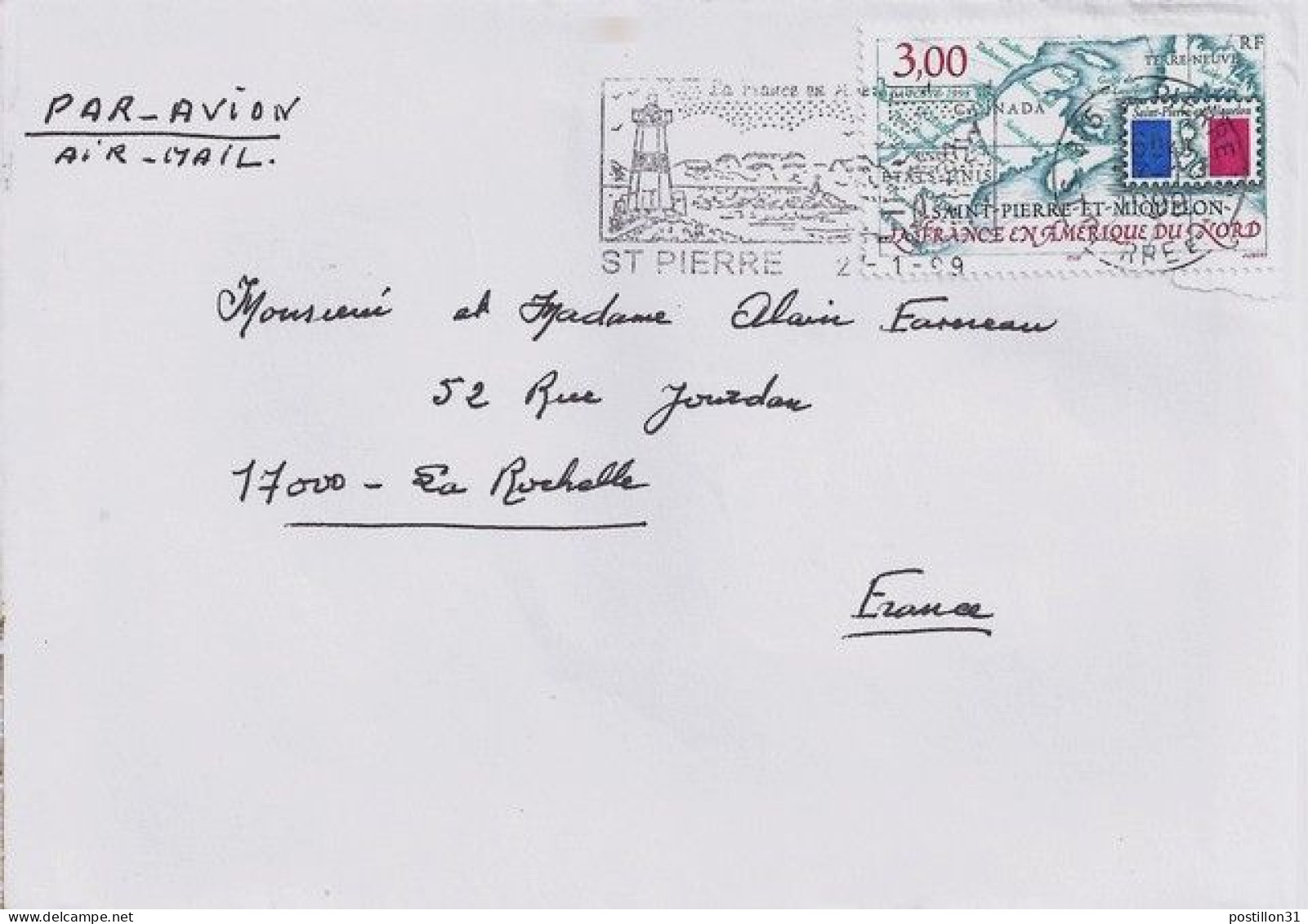 SPM N° 680 S/L.DE ST PIERRE/1999  POUR LA FRANCE  - Lettres & Documents