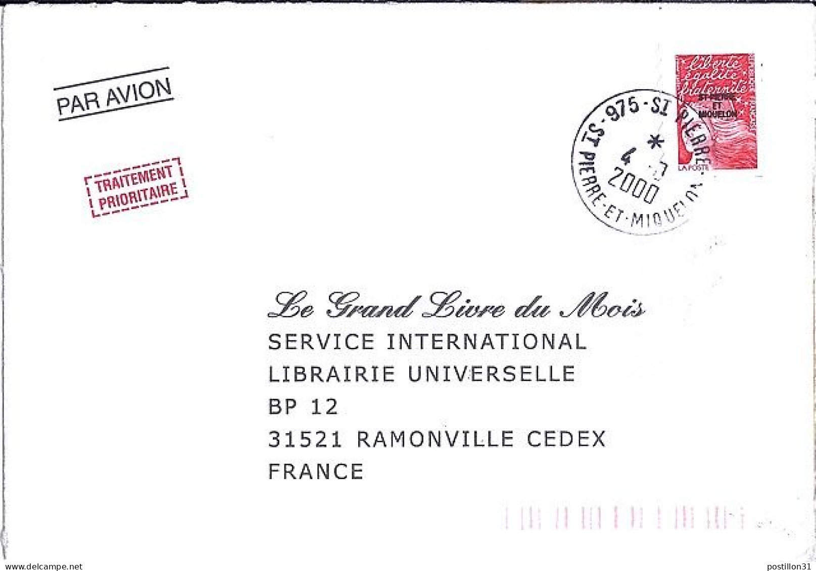 SPM N° 675 S/L.DE ST PIERRE/2000  POUR LA FRANCE  - Lettres & Documents