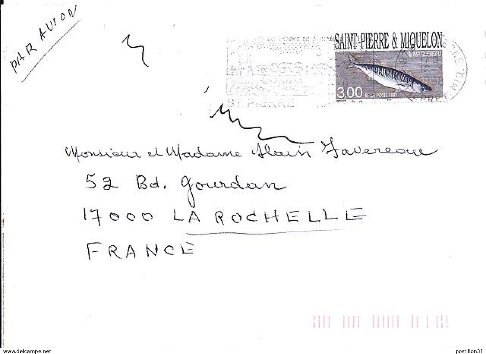 SPM N° 646 S/L.DE ST PIERRE/16.1.98  POUR LA FRANCE  - Cartas & Documentos