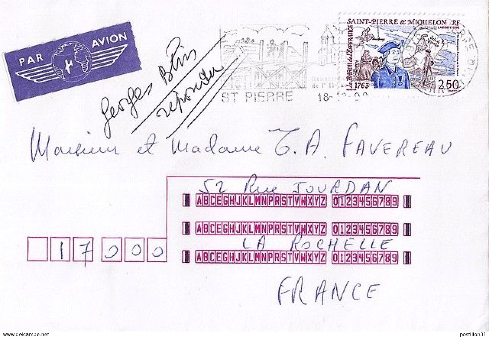 SPM N° 570 S/L.DE ST PIERRE/18.12.92  POUR LA FRANCE  - Covers & Documents