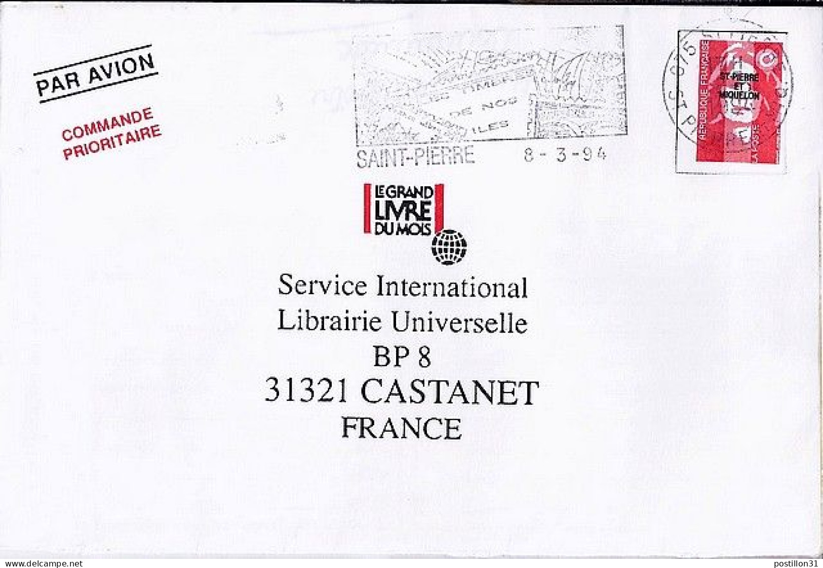 SPM N° 557 S/L.DE ST PIERRE/1993-94  POUR LA FRANCE  - Covers & Documents
