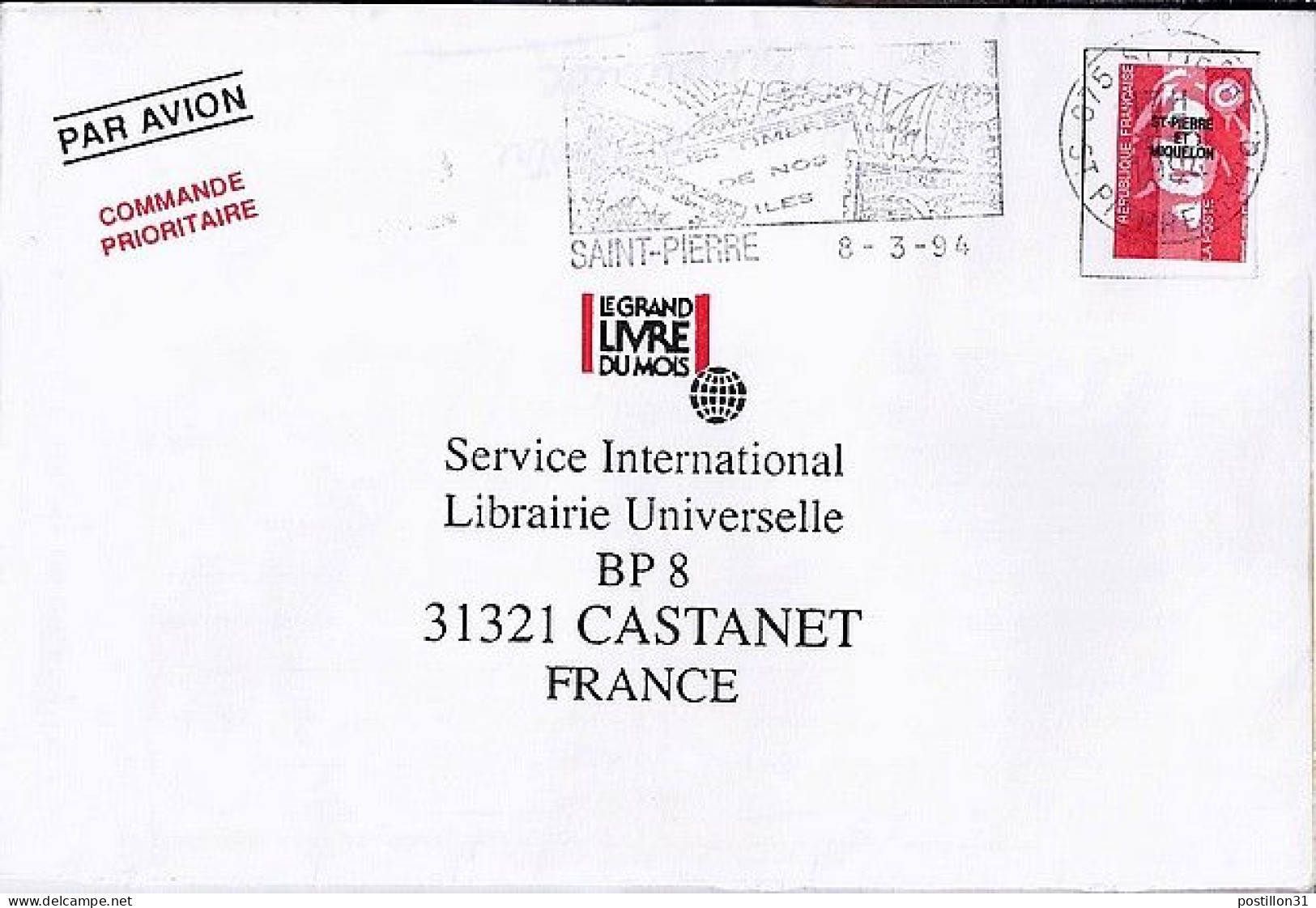 SPM N° 557 S/L.DE ST PIERRE/1993-94  POUR LA FRANCE  - Storia Postale